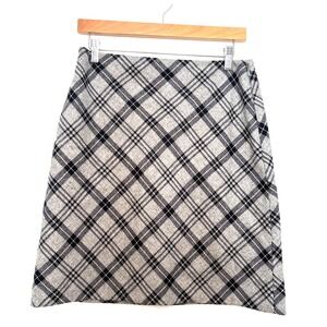 NWT, Talbot's, Women's Pencil Skirt, Gray‎ & Black Plaid, Wool Blend, Size 2